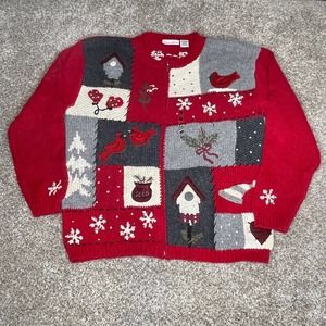 Croft And Barrow Womens Medium Cardinal Cardigan Sweater Red Full Zip Front